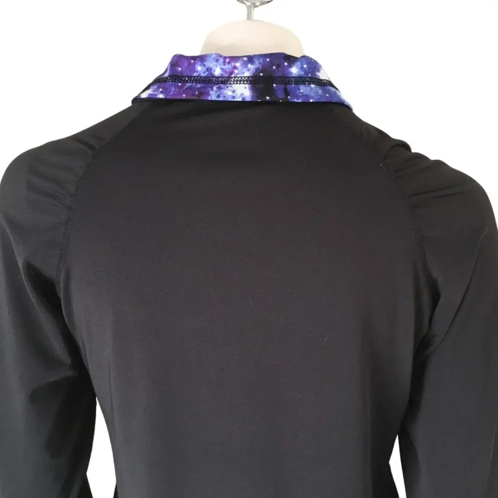 AVIVA Activewear Set Matching Jacket & Shorts in Black Celestial Blue SZ 6
